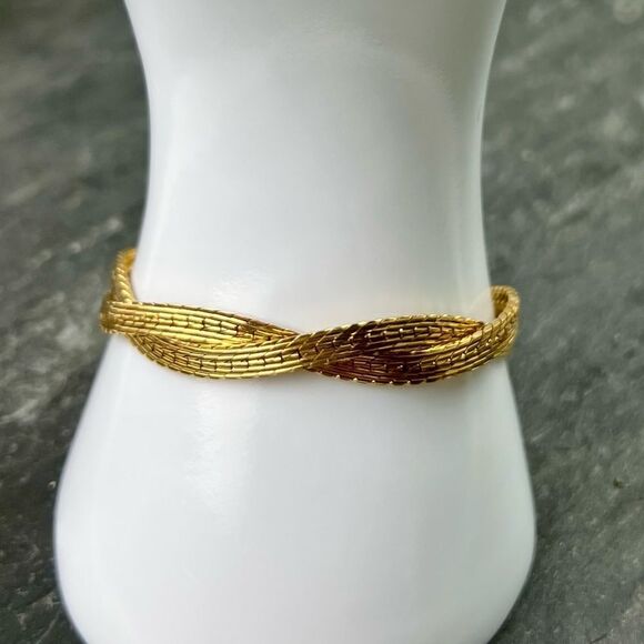 Vintage Monet Braided Gold Tone Braided Bracelet - Picture 1 of 8